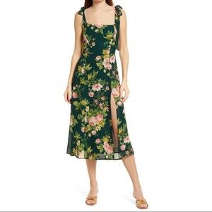 Reformation Green Floral Midi Dress